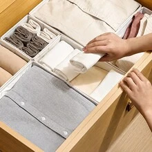 Foldable Fabric Storage Box, Suitable For Clothes, Underwear, Bras, Socks, Panties, Saves Vanity Drawer Space, Closet Organizer, Easy Assembly, Hand Washable Fabric, No Tools Required, Underwear Storage Box - Beige - View 4