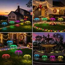 Solar Jellyfish Fiber Optic Stake Lights, Color Changing LED Luminous Fiber Strands, Waterproof Auto Night Sensor, Whimsical Outdoor Garden Yard Lawn Pathway Landscape Decor - Jellyfish - View 8
