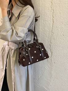 Polka Dot Large Capacity Underarm Bag Women's Fashion Commute Shoulder Bag Casual Elegant - Coffee - View 4