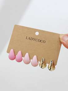 LADYCOCO 3對時尚可愛多色水滴耳環套組，ABS材質，適合女性日常配戴 - 彩色 - 查看 4