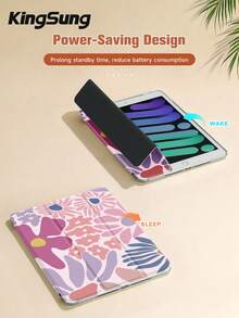 Kingsung Casing Pelindung Tablet Akrilik dengan Motif Bunga Blok Warna Sederhana, Slot Pena Terintegrasi, Kompatibel dengan Pad Mini6/Mini7/9.7/10.2/10.9/Pro 11, Pad Air 8(M4)2026(11-Inch), Pad 10 2022(10.9-Inch), Pad 11(A16) 2025(11-Inch) dan Model Lainnya. - MultiWarna - View 6