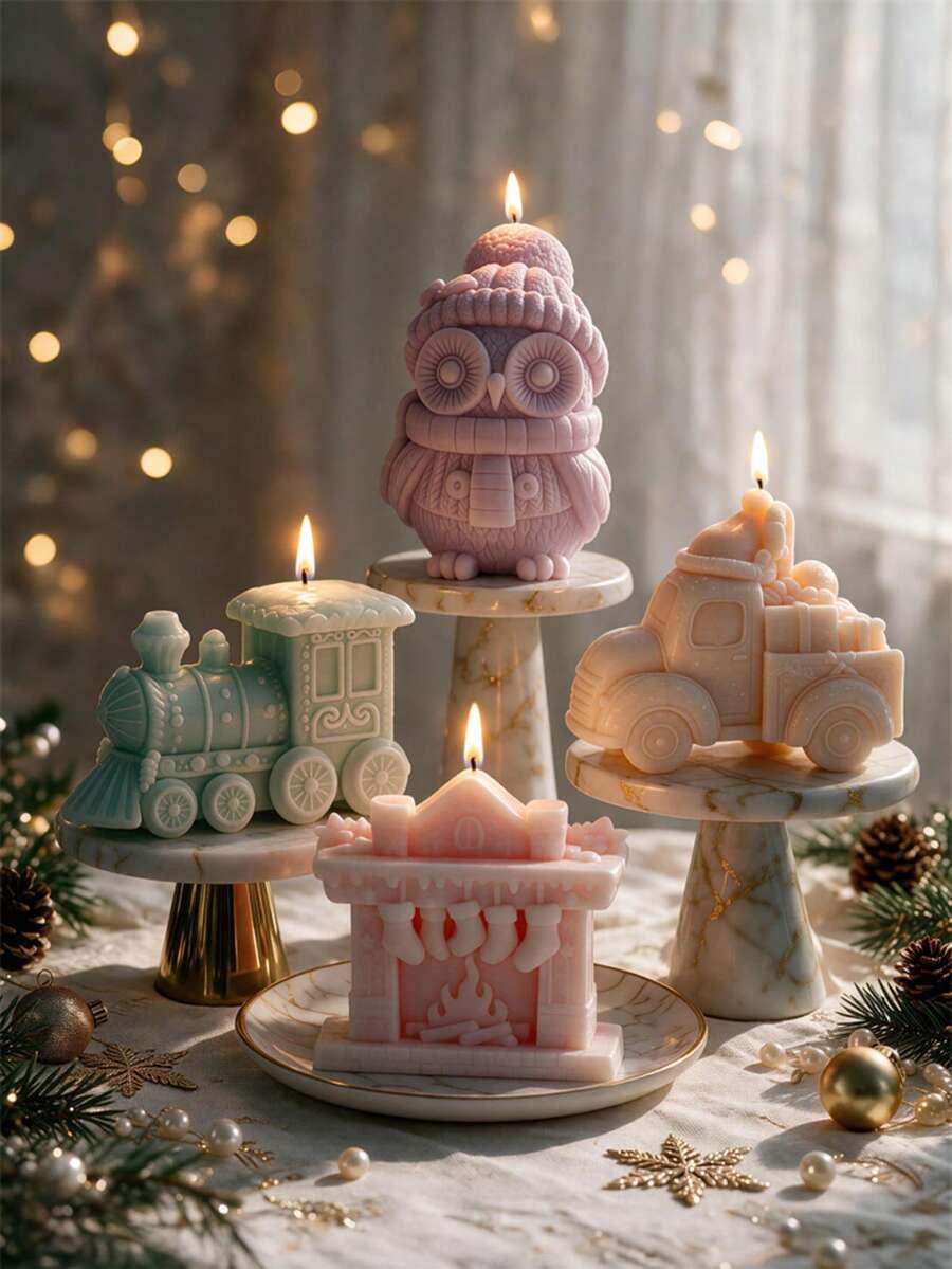 Christmas Gingerbread Train Silicone Mold Christmas Fireplace Shape Candle Mold For Soy Wax Christmas Ornament Effortless Holiday Charm