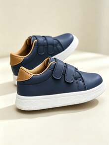 1 Pasang Sepatu Olahraga Anak Unisex Serbaguna, Nyaman, Kasual, Anti Selip, Datar, untuk Semua Musim dengan Perekat Velcro - Biru - View 2