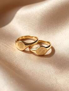 [ZzAi Custom]1pc Handmade Carved Custom Name Ring, A Ring That Brings Life To Your Fingers - Engraved Ring - View 4