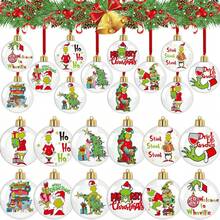 The Grinch The 12pcs Christmas Plastic Ball Ornaments, Green Elf Christmas Tree Decorative Balls For Holiday Decor - 2D Flat Pendant - View 1