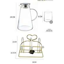 Heat Resistant Cold Water Pitcher Set, Glass Water Carafe, Cold Brew Pot, Tea Infuser Pot, Clear Glass Water Jug With Lid & Handle Comes With 6 Drinking Cups, Household Tabletop Drinkware Set For Daily Family Use - Multicolor - View 13