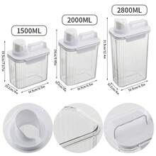 1pc Transparent Laundry Detergent Dispenser Storage Box With 4 Removable Labels, Suitable For Laundry Room Organization, Home Bathroom Decor, Autumn Decor And Back To School Decor - Clear - View 6