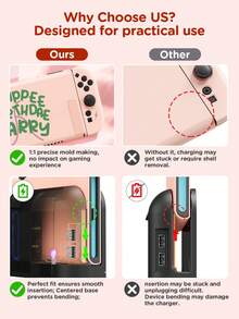 Ayotu Pink Cake & Slogan & Lightning Switch Protective Case, Compatible With New Switch 2 (2025)/Switch NS/Switch OLED, Can Be Used On Dock Without Removing Protective Case, Universal Game Controller Protective Cover, Switch Game Accessories, Anti-Drop Anti-Scratch, Winter Theme & Birthday Gift & Christmas - View 4