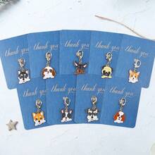 9pcs Cartoon Dog Keychain With Thank You Cards/Chic Alloy Dog Keychains With Gratitude Messages, Animal-Themed Bag Charms, Perfect Gift For Dog Lovers - Multicolor - View 1