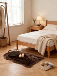 1pc Luxury Coffee Brown Long Plush Runner Rug, Nordic Style Long Plush Runner Mat, Hand-Cut With 1-5cm Error, Bedroom Bedside Mat, Christmas Gift, Bay Window Blanket Heart Sofa Cushion, Soft Decorative Rug, Bedroom Decor, Small Rug, Carpet, Home Decor, Living Room Rug, Living Room Small Rug, Bedroom Rug, Living Room Home Decor, Washable Rug, Plush Rug, Furry Rug, Autumn/Winter Plush Rug - Coffee Brown - View 5