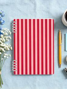 Campus Style Minimalist Striped Notebook, Red And White Striped Cover Student Writing Office Record Diary - Red And White Striped Notebook, Ideal Choice For Back To School Supplies And Learning Supplies - Perfect Gift For Students - Exquisite Storage And Planning Notebook Decorated With Striped Theme - Very Suitable For Daily Use And Organization. Striped Pattern Randomly Cut - Multicolor - View 11
