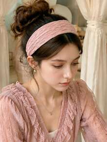 1pc Women's Solid Color Wide Headband, Multiple Colors Available, Suitable For Commuting, Travel And Daily Face Washing - Multicolor - View 5