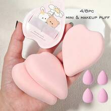 4/8pcs Heart Shaped Makeup Puff Set, Soft Beauty Sponge For Foundation, Wet & Dry Use Face Cosmetic Applicator - Multicolor - View 1