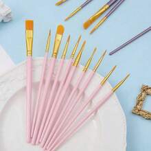 10pcs/Set Nylon Hair Watercolor Brush Set, Learning And DIY Acrylic Art Brushes, Perfect New Year Gift For Students And Artists. Suitable For Painting And Crafting, Suitable For Students And Adults - Multicolor - View 12