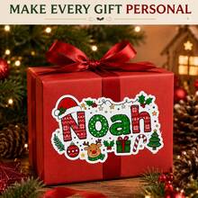 Stiker Huruf Nama Natal Kustom, Label Hadiah Meriah untuk Pembungkus Kado, Tag Hadiah Liburan yang Dipersonalisasi, Stiker Suvenir Pesta Natal yang Disesuaikan, Hadiah Musiman yang Dapat Disesuaikan untuk Keluarga & Teman, Tag Nama Kustom, Gaya Natal, Kantong Makanan Penutup - Gaya F - View 3