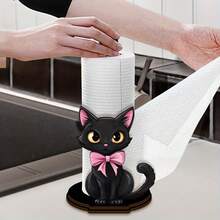New Acrylic 2D Printed Art Animal Paper Towel Holder With Wooden Base And Rod, Modern Home Decor Paper Towel Rack Suitable For Holiday Decoration, Kitchen And Party - Multicolor - View 2