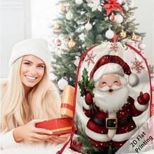 2pcs Christmas Theme Oversized Gift Bags, Santa Claus Snowflake Gift Box Pattern Print, Can Be Used As Christmas Gift Bags, Decorative Props Yard Storage Bags, Create Christmas Atmosphere, Very Suitable For Holiday Gift Bags, Wedding Packaging, Birthday Party Gift Bags, Etc. - Multicolor - View 5