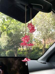 Flower Car Hanging Ornament, Creative Acrylic Material Colorful Transparent Flower Car Interior Hanging Decor, Rearview Mirror Pendant, Car Decoration - A - View 12