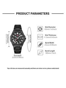 Never-Stop Men's Quartz Watch Octagonal Vertical Stripe Calendar Small Dial Metal Steel Band Business Men's Watch Multi-Color Suitable For Daily Wear And Various Holiday Gifts - one-size - View 11