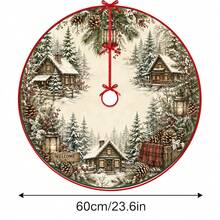 1件雪村圖案聖誕樹裙，優雅配色節日裝飾，5種尺寸，中性節日禮物，適用於居家與派對聖誕裝飾 - 雪地村莊 - 查看 13