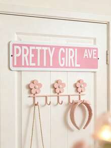 1pc Girly Pink Street Sign Wall Decor, Bedroom Door Above Wall Hanging, Home Room Atmosphere Decoration - Pink - View 4