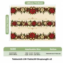 1pc Red Christmas Tablecloth, Christmas Flower Gold Bell Holly Red Berry Print Pattern, Polyester Material Single-Sided Print, Suitable For Tabletop, Washable And Reusable, Suitable For Indoor, Outdoor, Patio, Wedding, Banquet, Party, Outdoor Dining, Suitable For Craft Exhibition, Banquet Event Decoration - Multicolor - View 11