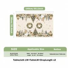 1pc Christmas Town Tablecloth, Christmas Wreath Snowman Deer Snowflake Christmas Tree Print Pattern, Polyester Material Single-Sided Print, Suitable For Tabletop, Washable And Reusable, Suitable For Indoor, Outdoor, Yard, Wedding, Banquet, Party, Outdoor Dining, Suitable For Craft Exhibition, Banquet Event Decoration - Multicolor - View 11
