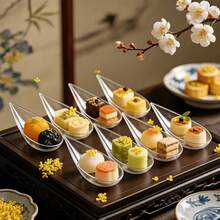 10/1pc Transparent Boat-Shaped Dessert Spoons, Suitable For Appetizers, Mousse, Pudding, Sashimi Snacks, Wedding Party Gathering Cold Buffet Platter, Home Banquet Bar Creative Snack Container, Minimalist Luxury Plating Decoration Tableware - Clear - View 2