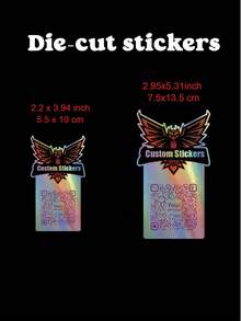 20-100pcs Stiker Logo Kode QR Kustom Bahan Putih/Holografik - Label Decal Tahan Air Mengkilap untuk Kemasan, Periklanan, Dekorasi, Pesta. Personalisasikan Stiker QR Merek Kustom Anda Sendiri (Vertikal) - Holografik - View 2