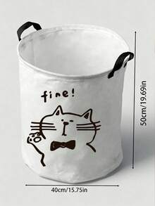 Cute Pig & Bear Print Fabric Storage Bin With Dual Black Handles, Large Capacity Foldable Design, Durable Wear-Resistant Fabric Material, Easy To Store And Organize, Suitable For Dirty Clothes, Dolls, Miscellaneous Items And Home Sundries, Ideal For Bedroom, Dormitory, Rental Home, Suitable For Homeowners And Students, Simple And Adorable Appearance, Aesthetic Placement, Convenient Access, Practical Home Storage Essential - Multicolor - View 9
