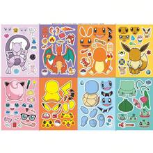 8pcs Cute Anime Pok é Mon DIY Face Changing Sticker Self-Adhesive Waterproof Vinyl Sticker Suitable For Laptops, Water Bottles, Suitcases, Party Decorations, Handmade Art Supplies, Customized Exclusive Cartoon Character Decoration - Multicolor - View 6