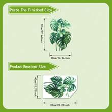 1pc 2D Fresh Green Leaf Wall Sticker, Indoor Space Wall Atmosphere Decoration - Multicolor - View 3