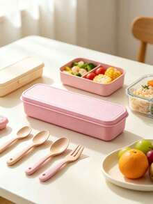 1 Set Portable Cutlery Storage Box, Knife Fork Spoon Chopsticks Storage Box, Colorful Extended Cutlery Box, Travel Cutlery Storage Box With Lid, Large Portable Cutlery Rack, Suitable For School Office Kitchen Outdoor Camping, Back To School Season - Multicolor - View 7