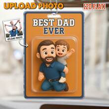 Catygift 2D Customized Dad Acrylic Car Charm, Personalized Father's Day Gift, Family Theme, Upload Photo And Text Design, Home Decor, Keepsake, Reusable, Cute, High Quality - As Shown - View 10