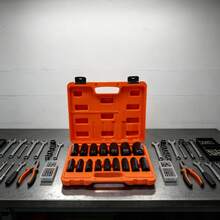 Vintoro 16Pcs 6 Point Impact Socket Set, Heavy Duty Impact Socket Kit, Rust Resistant Drive Socket Accessories, Durable Impact Wrench Socket Tool Set, Anti-Slip Hex Socket For Auto Repair, Practical Mechanical Maintenance Tool, Ideal For Car Repair - A - View 2