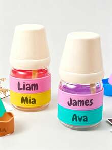 Custom Name Water Bottle Strap, Custom Round Cup Sleeve,Personalized Drink Identification Ring, Custom Reusable Cup Band, Customizable Beverage Gift Accessory, Custom Cup Identifier, Perfect Gift For Daily Use And Parties - Multicolor - View 1