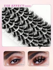 ENCHUW 10 Pairs False Eyelashes 25mm Lashes Wispy Long Lashes Dramatic Volume Fluffy Eye Lashes Pack Soft Reusable Fake Eyelashes - Black - View 4