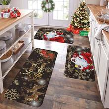 1/2/3pcs Christmas Theme Kitchen Rug, Flannel Kitchen Mat, Soft Comfortable Absorbent Non-Slip Machine Washable With Non-Slip Backing, Suitable For Multiple Scenes: Entrance, Living Room, Bedroom, Kitchen, Dining Room, Bathroom, Laundry Room, Hallway, Christmas Holiday Home Decor Mat - Multicolor - View 4