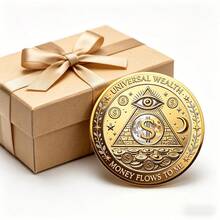 1pc Exquisite Wealth Abundance Commemorative Coin, All-Seeing Eye Collection Coin, Lucky Charm For Attracting Wealth And Fortune, Representing Omniscient Protection, Breaking Obstacles, Dispelling Negative Energy, Preserving Personal Wealth, Preventing Financial Loss, Stabilizing Personal Treasury, Guarding All Acquired Wealth - Multicolor - View 6