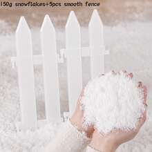 12pcs Artificial Fake Snow Powder With Mini White Plastic Fence Decor Fluffy Simulation Snow For Christmas Winter Village Scene DIY Ornament Party Decorations - Multicolor - View 8