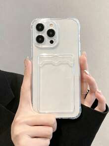 1件透明軟 TPU 手機殼，四角氣囊防震設計，內置卡槽手機保護殼，適用於 iPhone 11/12/13/14/15/16/16 Pro Max，舒適軟殼手機殼，適用於 iPhone 17/17 Pro/17 Pro Max/Air，裸手觸感手機殼，精確開孔相機保護手機殼，抗黃變高透透明 TPU 手機殼 - 無色 - 查看 2