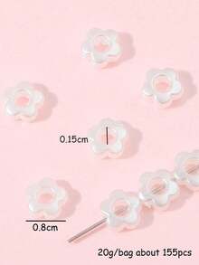 200pcs Beadia 1pack Flower Design DIY Acrylic Beads Valentines - Beige - View 4