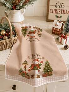 2pcs Christmas Cute Gnome And Snowman Christmas Tree Gift Pattern Kitchen Towels, Soft Polyester Material Dish Cloths, Suitable For Kitchen Decor, Kitchen Cleaning, Holiday Party Decoration, Kitchen Bathroom Supplies Home Essentials, Home Decor, Housewarming Gift - Multicolor - View 3