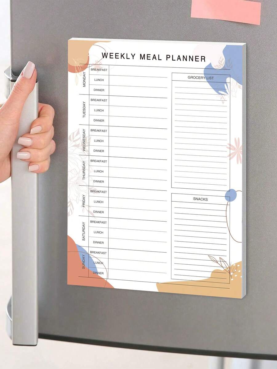 BUBU Magnetic Weekly Meal Planner Notepad, Tear-Off Pages, Grocery List, Suitable For Back To School, Kitchen Essentials, Office Supplies, Teacher's Day Gift School Supplies