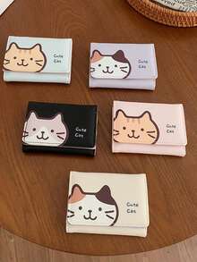 Cartoon Lucky Cat Short Wallet, Women's Purse, Niche Creative 3-In-1 Card Holder Wallet, Gentle Lady Card Holder - Multicolor - View 1