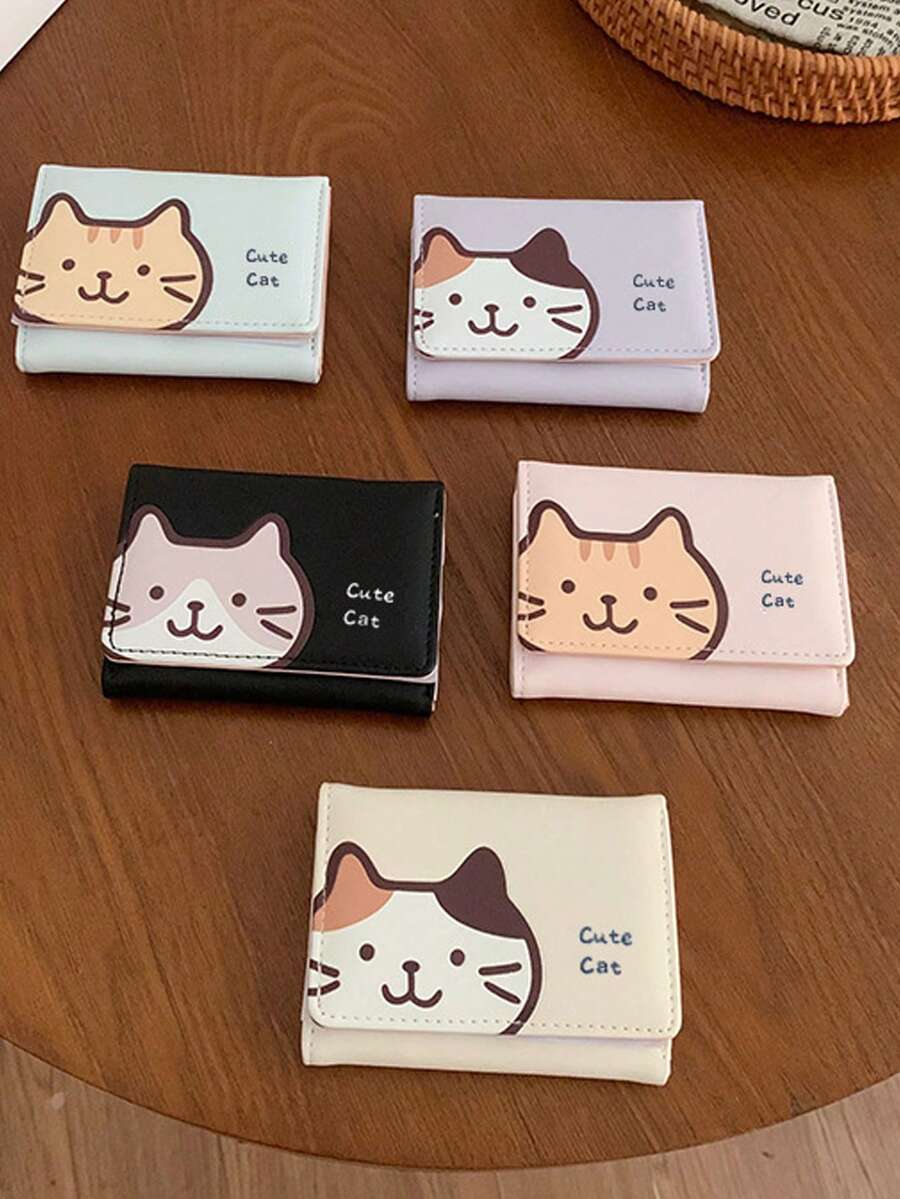 Cartoon Lucky Cat Short Wallet, Women's Purse, Niche Creative 3-In-1 Card Holder Wallet, Gentle Lady Card Holder - Multicolor - View 1