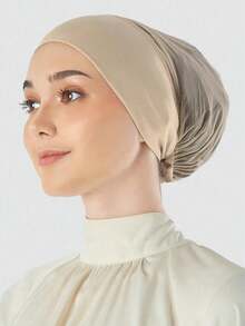 1pc Tie Back Mesh Net Inner Under Cap Modal Soft Stretch Jersey Cap Undercap For Dres - Solid Color - View 1