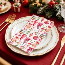 19/39/59pcs Christmas Ball Napkins, Printed With Special Christmas Patterns, Candy Ball And Snowflake Designs, Perfect Decorative Napkins For Christmas Holiday And Winter New Year Dinner - View 5