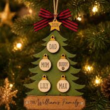 Custom Family Tree Christmas Ornament, Personalized 2-5 Names Holiday Tree Hanging Decor, Customized Festive Party Decoration, Customizable Xmas Keepsake Gift For Family, Christmas Decorations, Christmas Gift, Christmas Tree Decor, Family Christmas - Style C - View 6