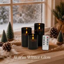 3 Packs Remote Control Flameless LED Candles, Simulating Realistic Flame Flickering, Decorative LED Candles Suitable For Home, Weddings, And Holiday Romantic Parties, Powered By 2 AA Batteries (Not Included) - LED Pillar Candles - View 2